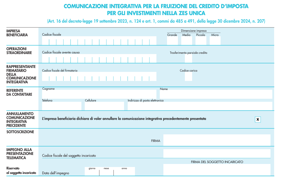 Comunicazione integrativa
